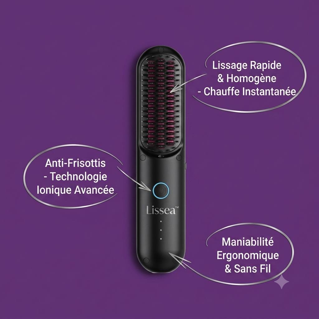 Lissea™ -Brosse Lissante Portable pour les Cheveux ou Perruque