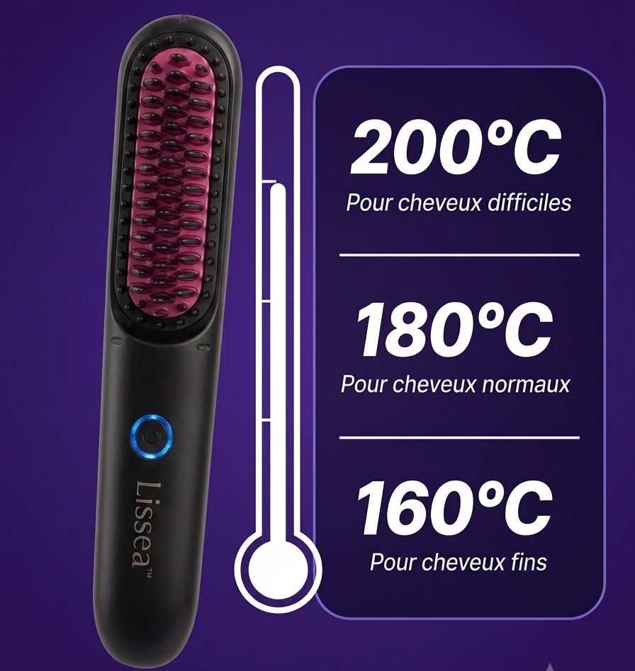 Lissea™ -Brosse Lissante Portable pour les Cheveux ou Perruque