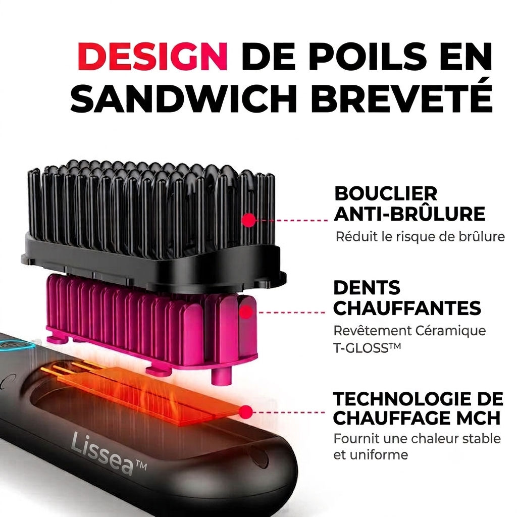 Lissea™ -Brosse Lissante Portable pour les Cheveux ou Perruque